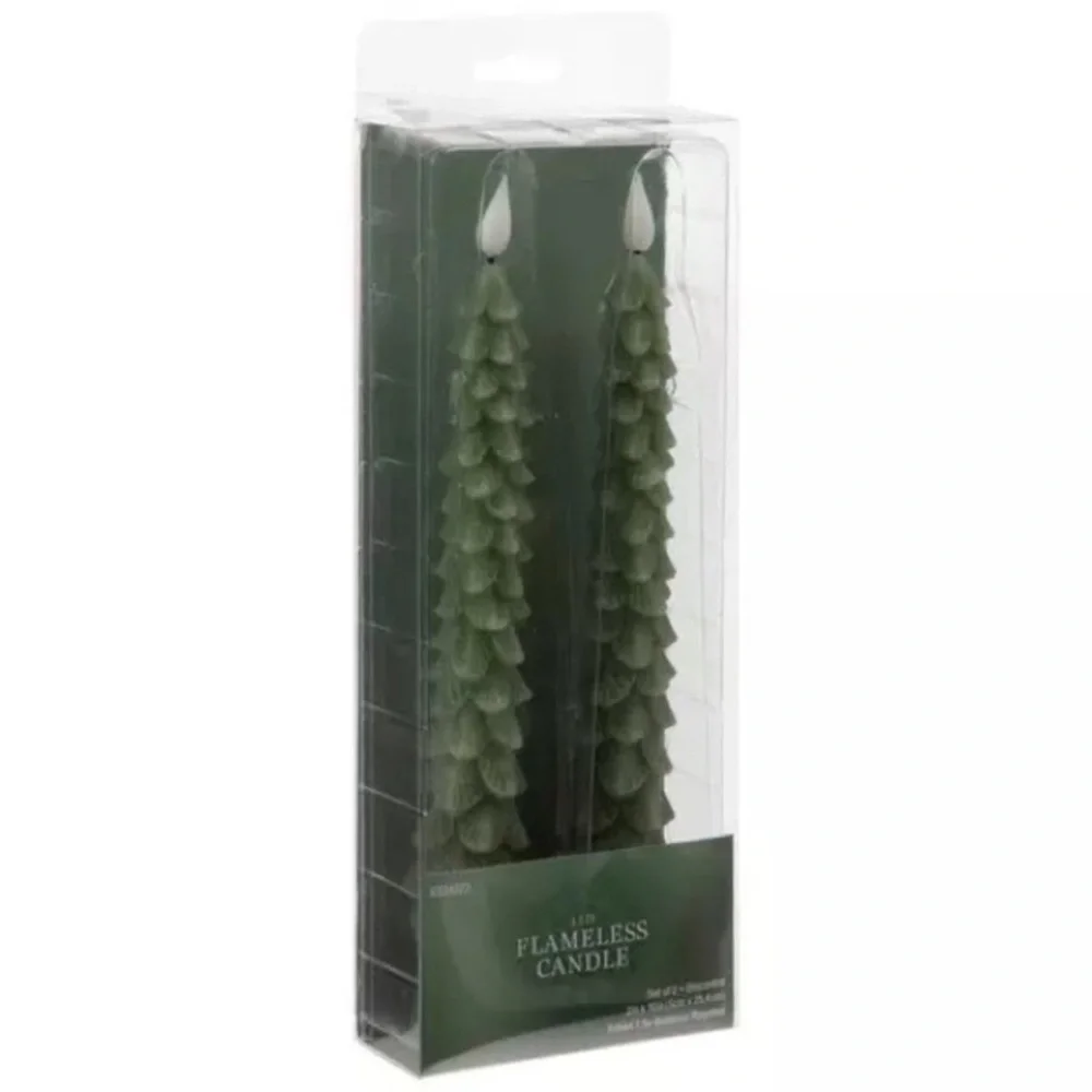 Viral Green Tree LED Taper Candles (Set of 2) - Hobby Lobby